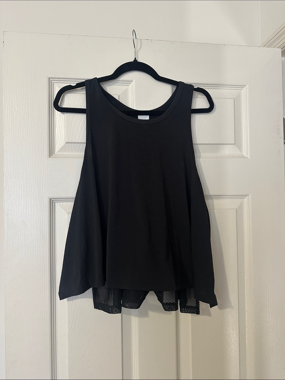 all in motion Black Mesh-Hem Athletic Tank